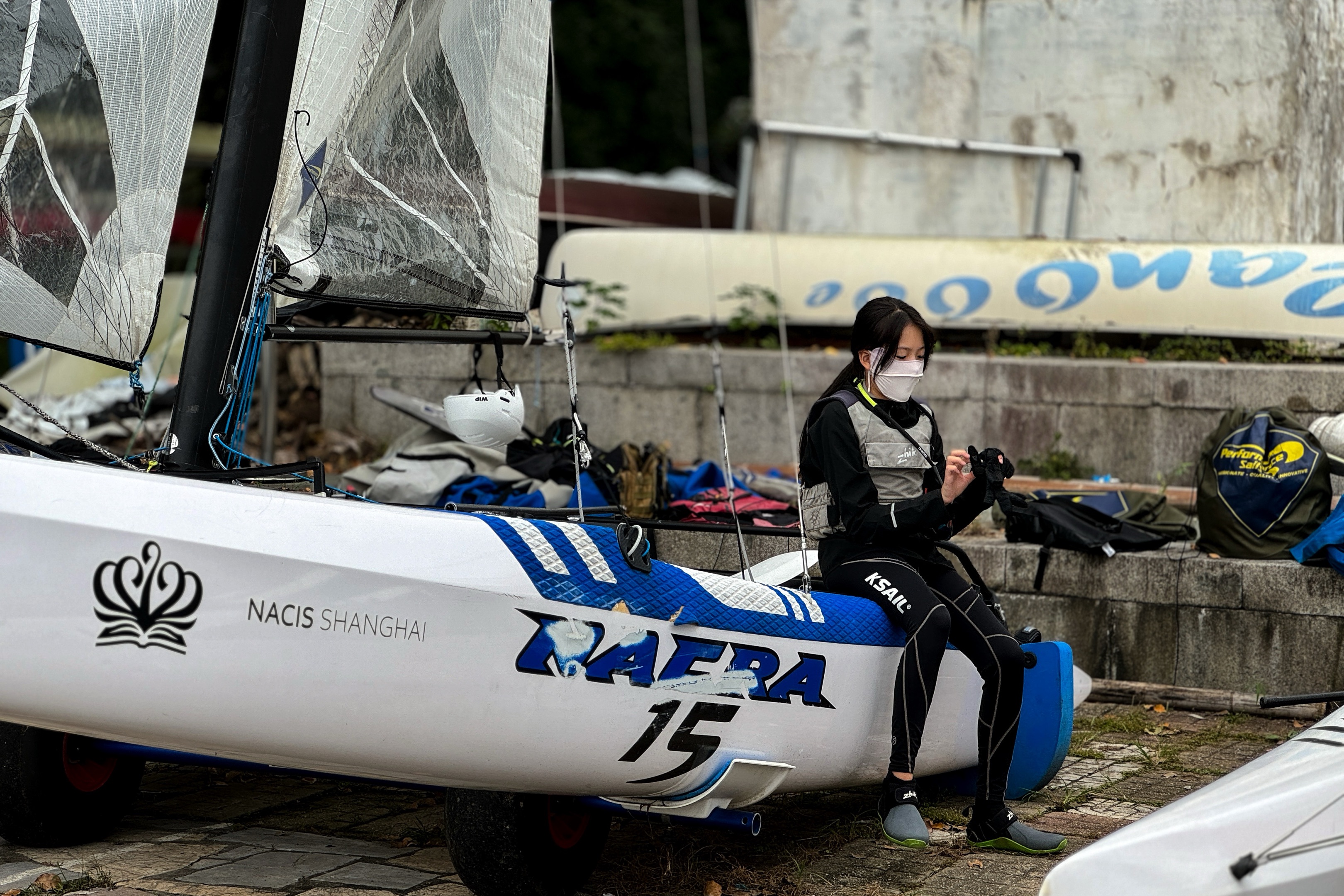 Joanne sailing Nacra 15